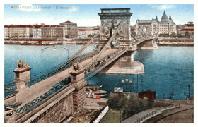 Budapešť - Széchenyiho řetězový most - Maďarsko (pohled)