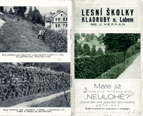 Lesní školky Kladruby n. Labem, Ing. J. Herran - Čechy - Československo. Rok 1937, Jarní ceník